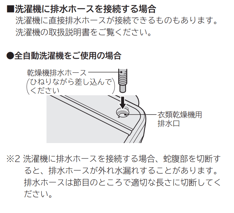 日立製乾燥機 排水ホース設置方法